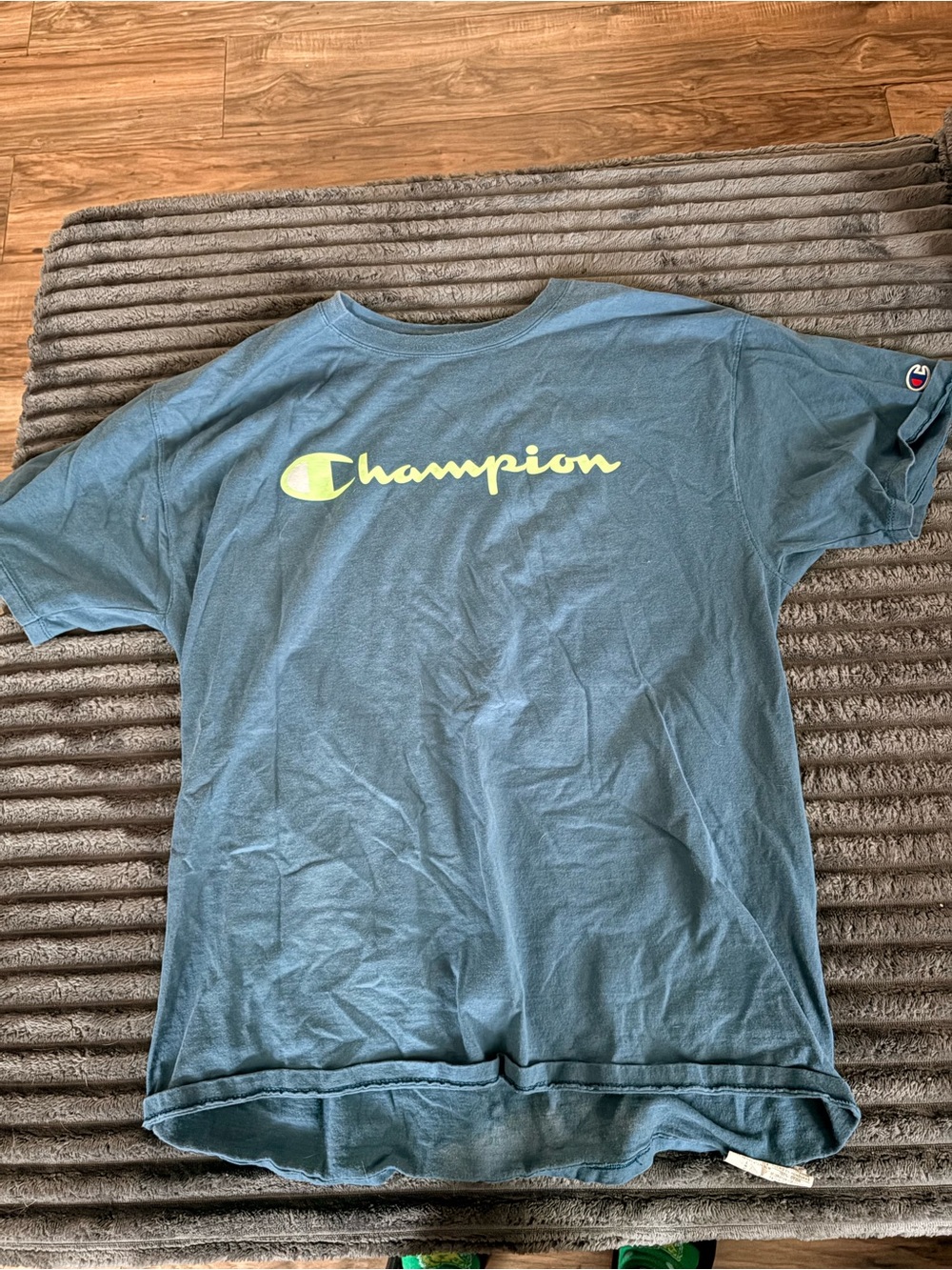 Champion Men’s Teal Short Sleeve Tee with Yellow Logo